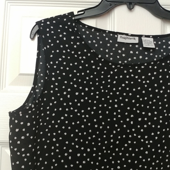 4/$15 💗 BONWORTH Size MP Sleeveless Polka Dot Blouse - Picture 3 of 4